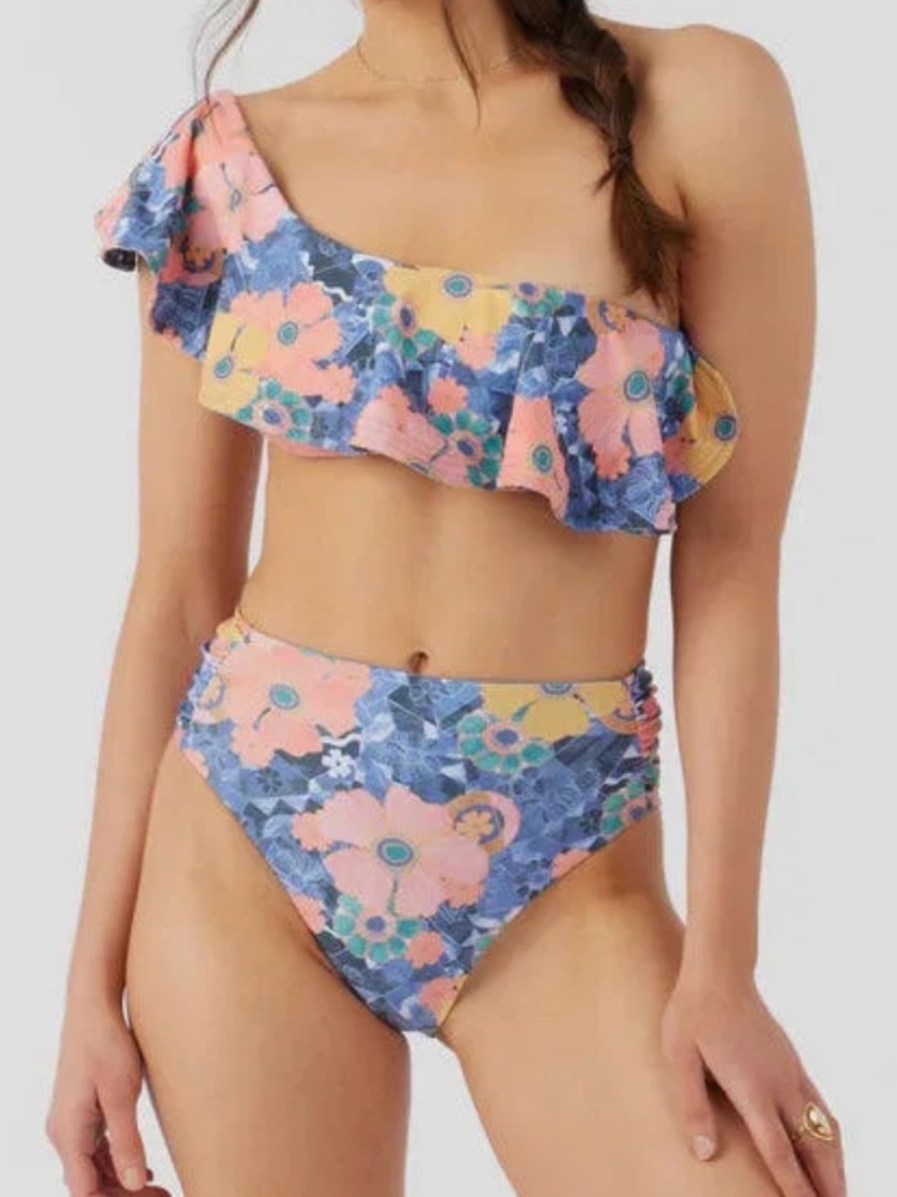 NWT O'Neill Jadia Floral Long Beach High Waist Bikini Bottoms Multi Size M